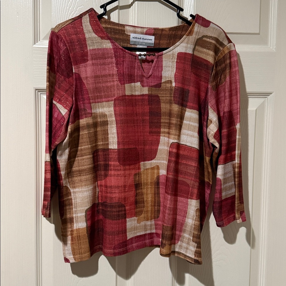 Alfred Dunner Pink and Brown Knit Top